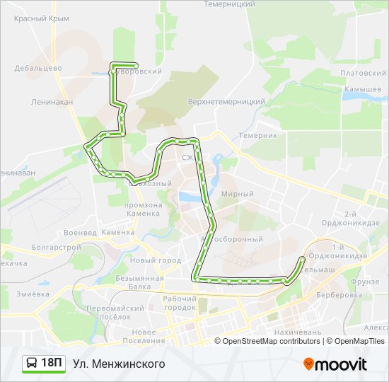 Автобус 18П: карта маршрута