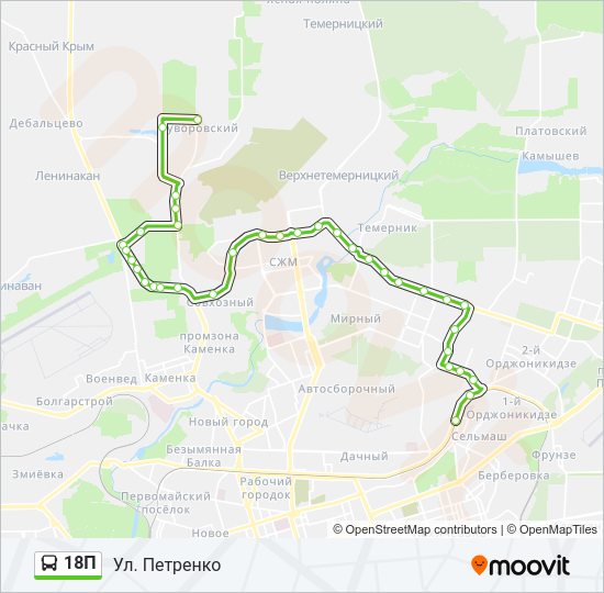 Автобус 18П: карта маршрута