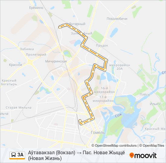 Автобус 3А: карта маршрута