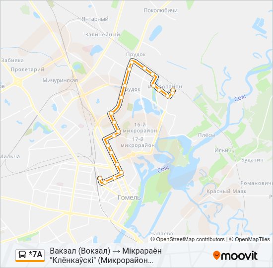 Автобус *7А: карта маршрута