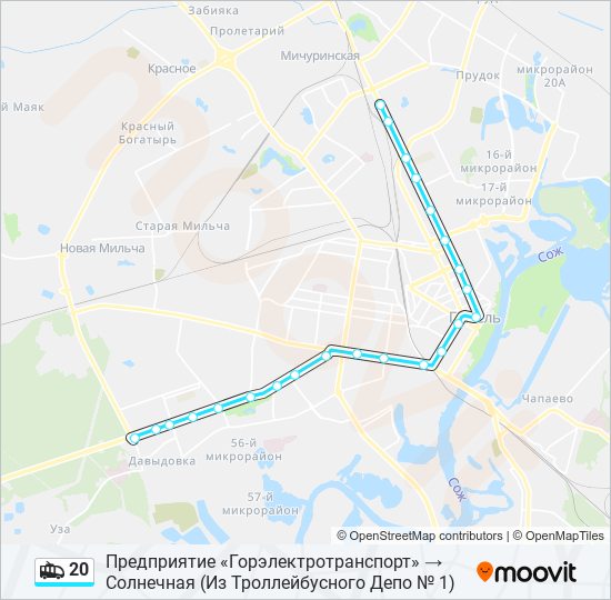 20 Trolleybus Line Map