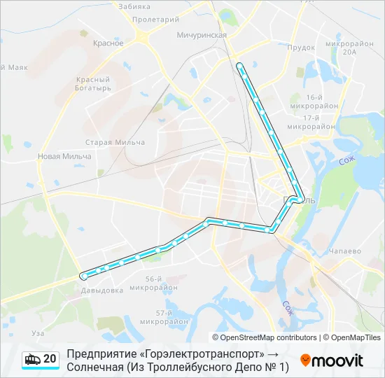 20 Trolleybus Line Map