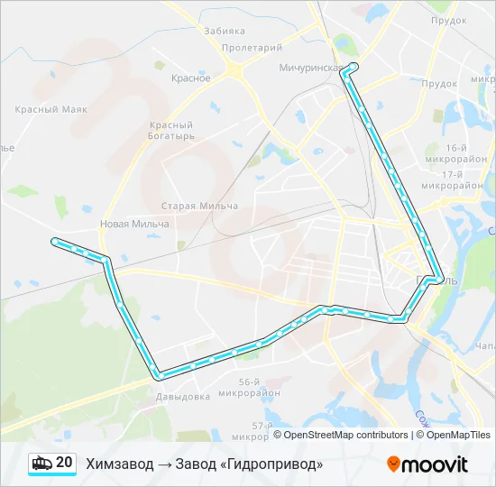 Троллейбус 20: карта маршрута