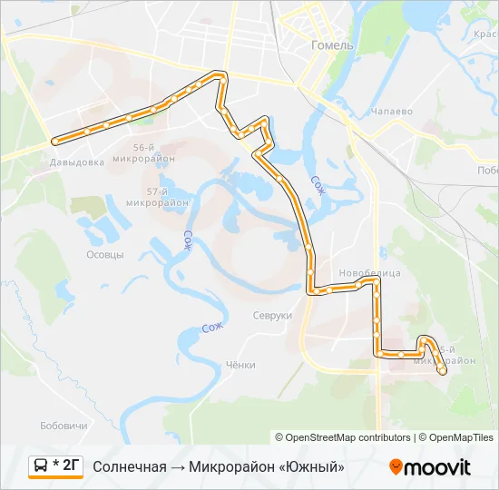 Автобус * 2Г: карта маршрута