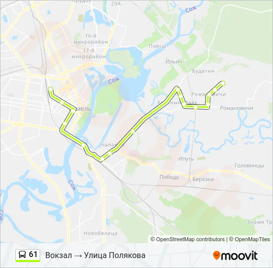 Автобус 61: карта маршрута