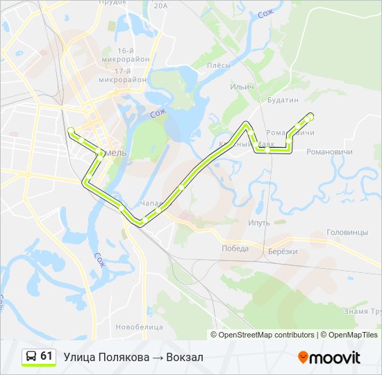 Автобус 61: карта маршрута