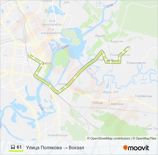 Автобус 61: карта маршрута