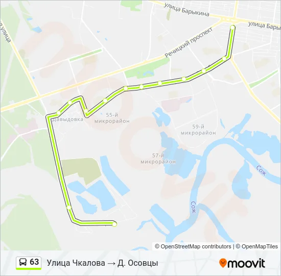 Автобус 63: карта маршрута