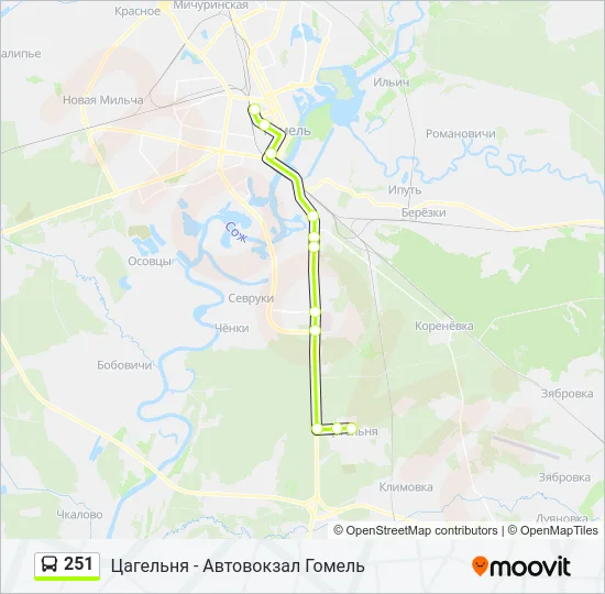 Автобус 251: карта маршрута