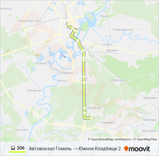 Автобус 206 маршрут остановки и расписание