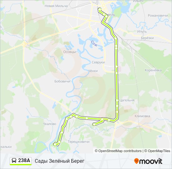 Автобус 238А: карта маршрута