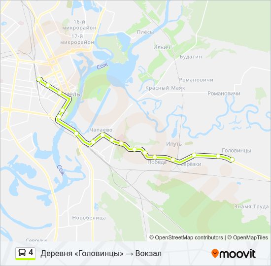 Автобус 4: карта маршрута
