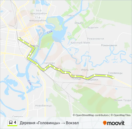 Автобус 4: карта маршрута