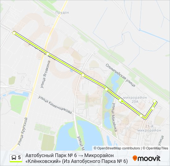 Автобус 5: карта маршрута