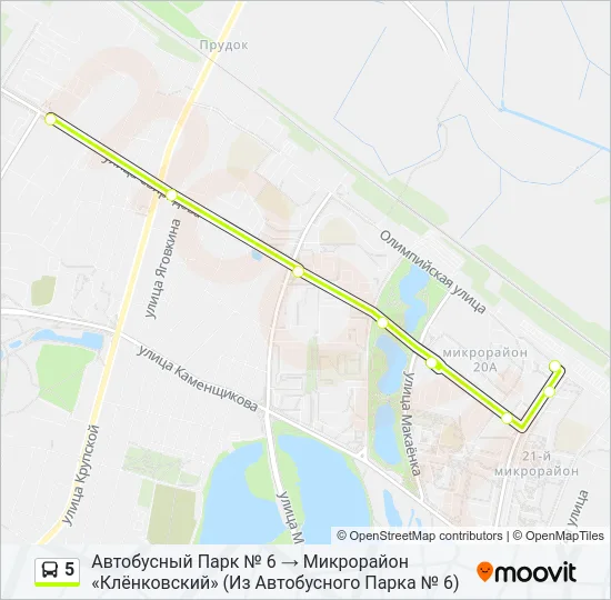 Автобус 5: карта маршрута