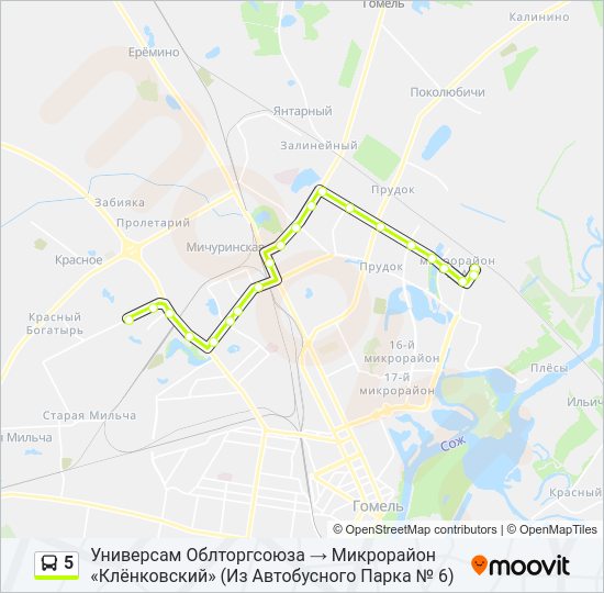 Автобус 5: карта маршрута