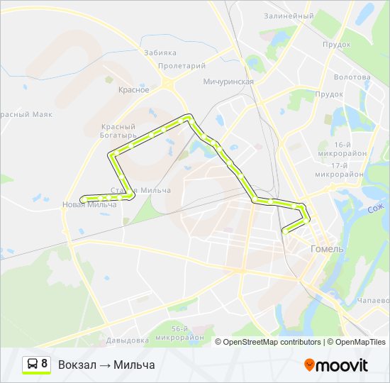 Автобус 8: карта маршрута
