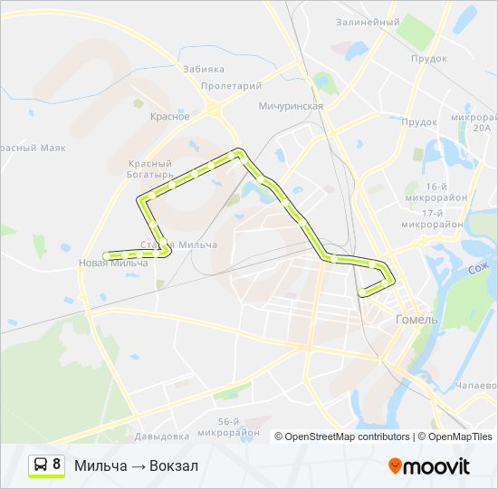 Автобус 8: карта маршрута