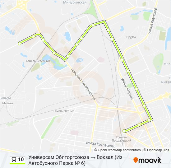 Автобус 10: карта маршрута