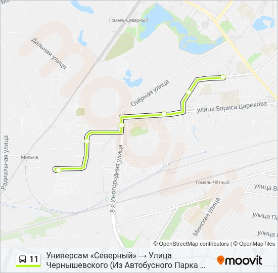 Автобус 11: карта маршрута