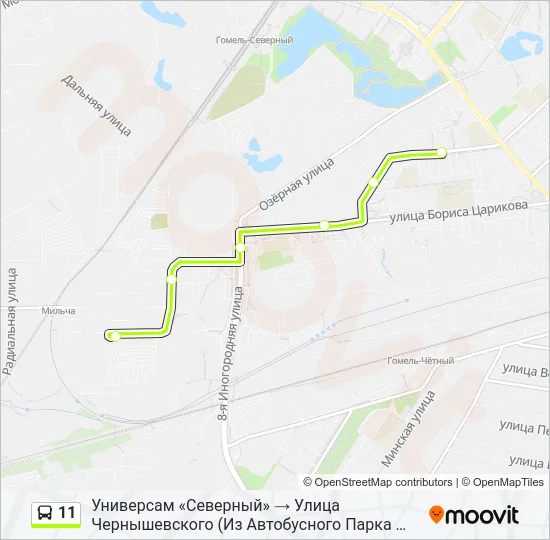 Автобус 11: карта маршрута