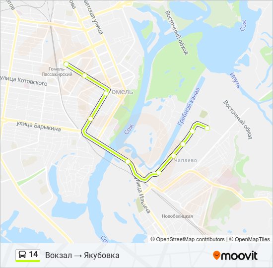 14 bus Line Map