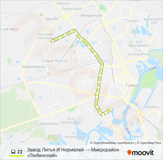 Автобус 22: карта маршрута