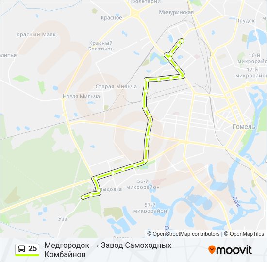 Автобус 25: карта маршрута