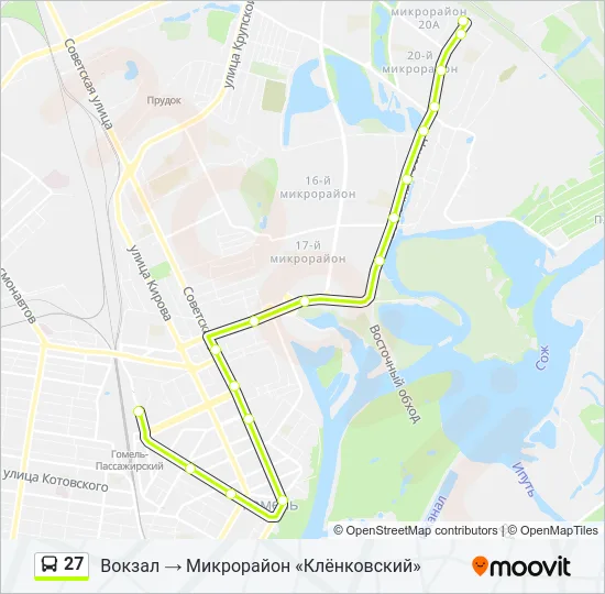Автобус 27: карта маршрута