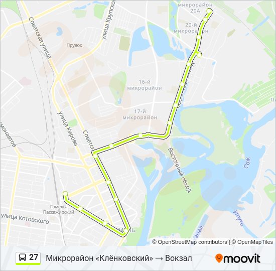 Автобус 27: карта маршрута