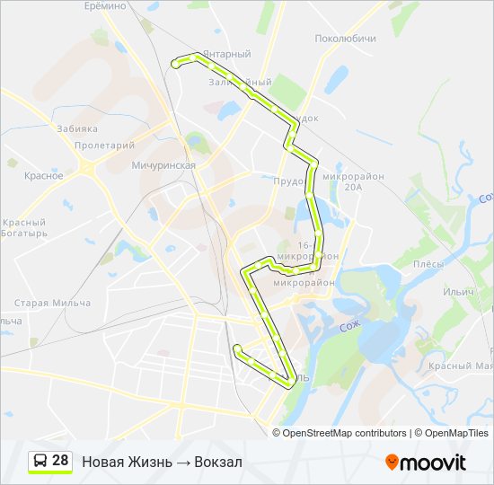 Автобус 28: карта маршрута