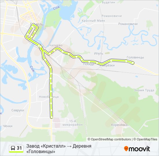 Автобус 31: карта маршрута