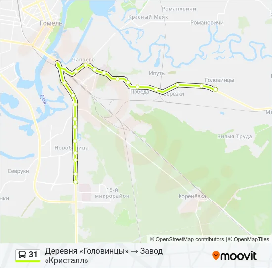 Автобус 31: карта маршрута