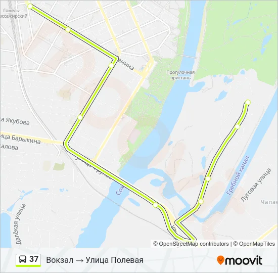 Автобус 37: карта маршрута