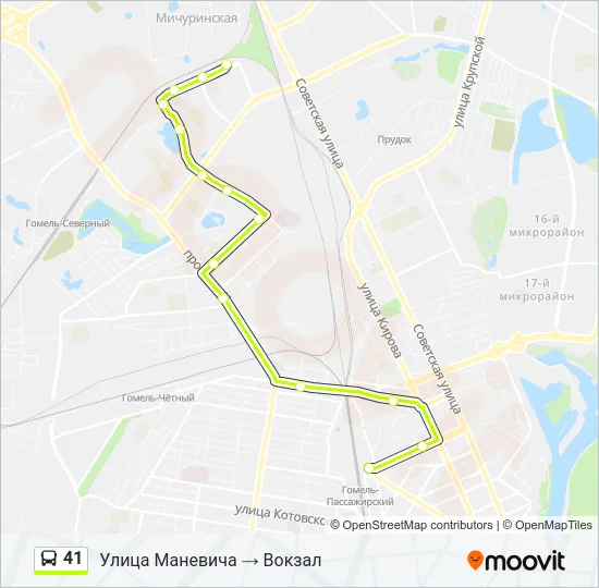 Автобус 41: карта маршрута