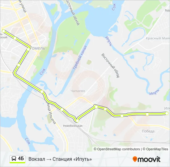 Автобус 4Б: карта маршрута