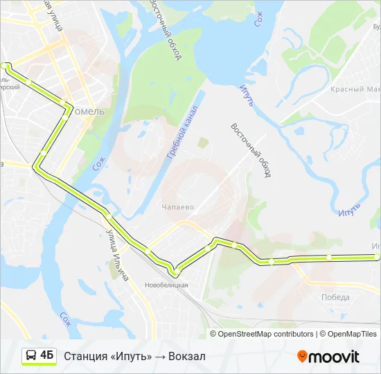 Автобус 4Б: карта маршрута