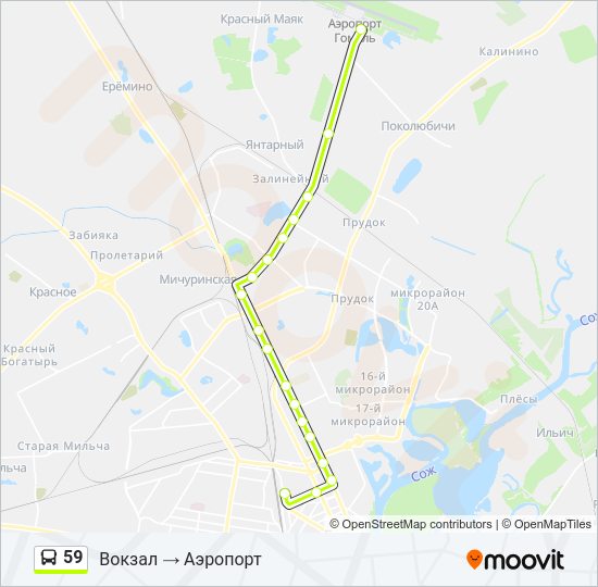 Автобус 59: карта маршрута