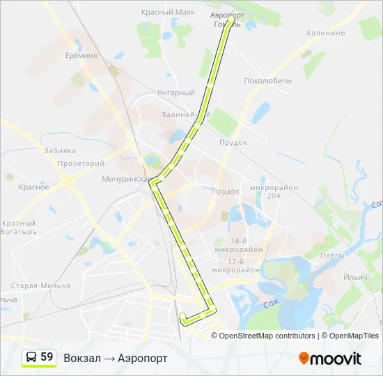 Автобус 59: карта маршрута