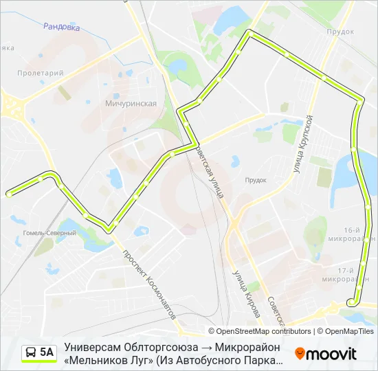 Автобус 5А: карта маршрута