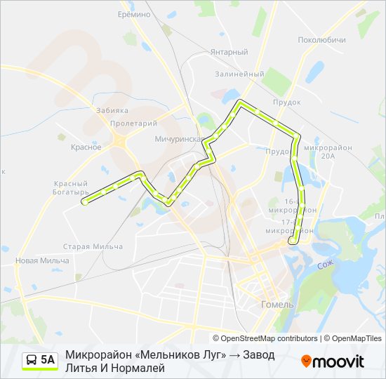 Автобус 5А: карта маршрута