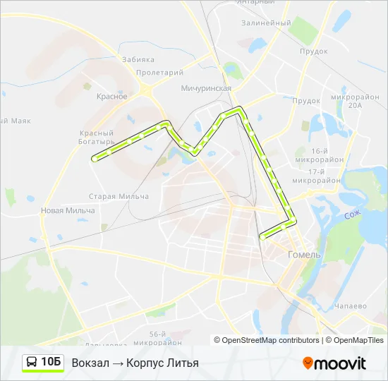 Автобус 10Б: карта маршрута