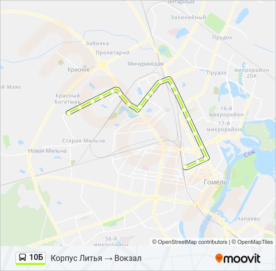 Автобус 10Б: карта маршрута