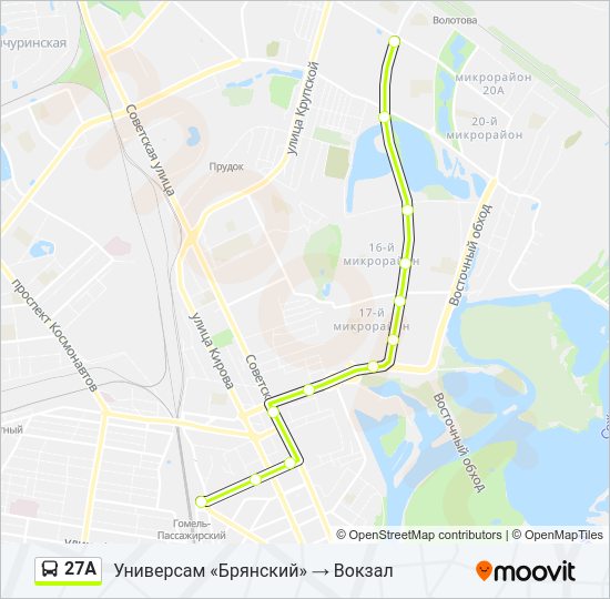Автобус 27А: карта маршрута