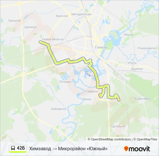 Автобус 42Б: карта маршрута