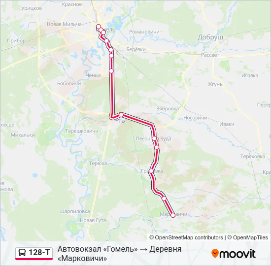 128-Т Bus Line Map
