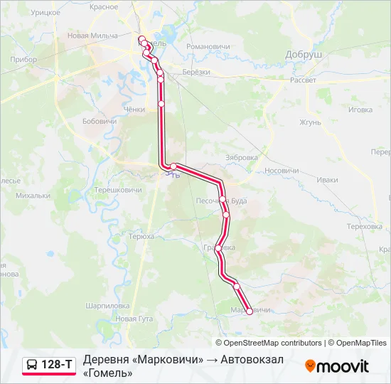 128-Т Bus Line Map