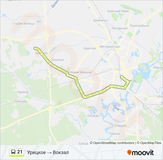 Автобус 21: карта маршрута
