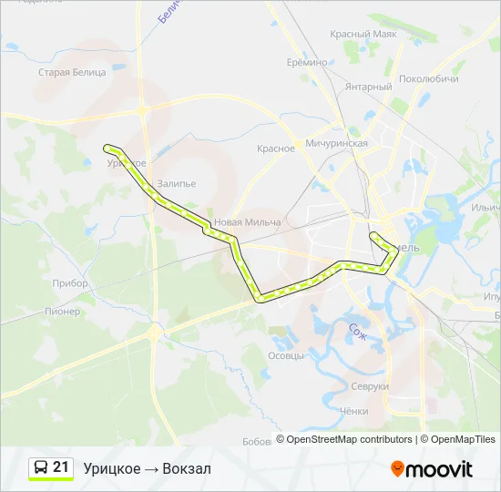 Автобус 21: карта маршрута