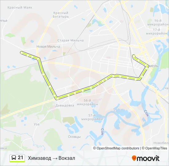 Автобус 21: карта маршрута